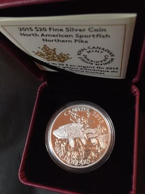 2015 Canada North American Sportfish Northern Pike $20 Dollars Silver