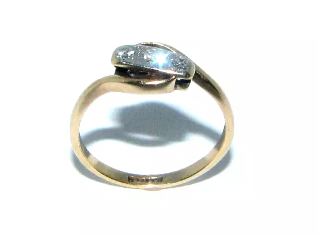 Damen Damen 18ct 18 Karat Gelbgold & Platin Antik Diamant Ring Größe Q