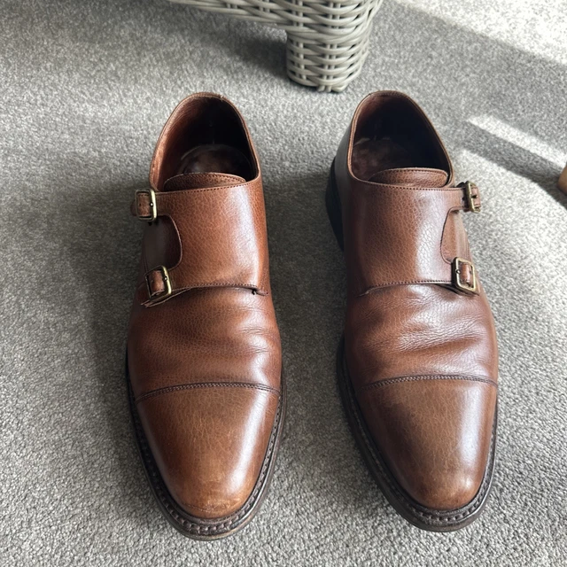 CROCKETT & JONES Brown Calf Leather Monk Strap Shoes  display picture 3