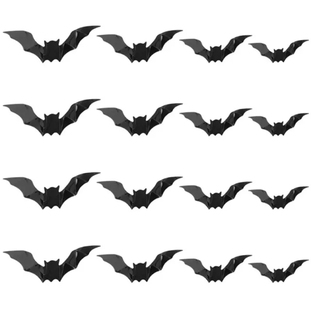Halloween Bat Wall Stickers 12pcs 3D Black Bat Window Decals Wall Decoration
