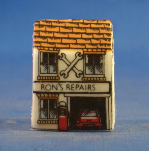 Birchcroft Miniature House Shaped Thimble -- Ron's Repairs Garage