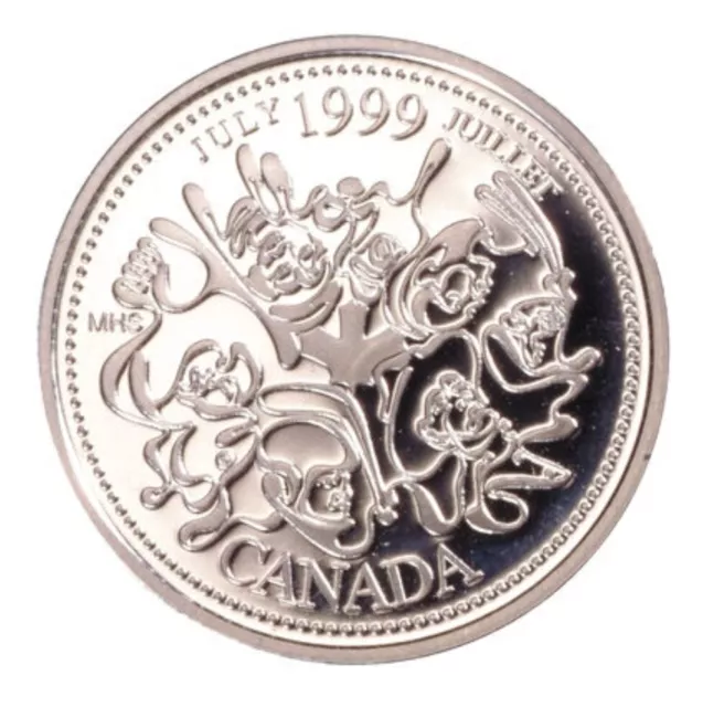 1999 Canada Millennium Series July Silver Proof 25c Twenty-Five Cent Piece!!