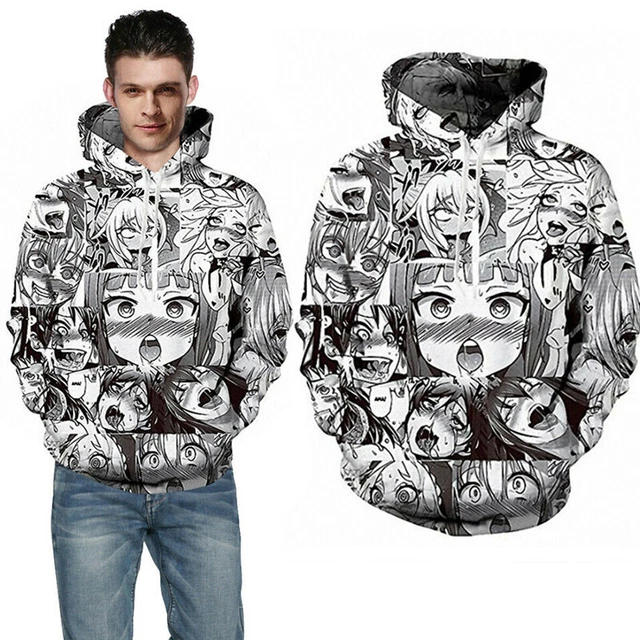 CARTOON ANIME AHEGAO Funny Graphic 3d Print Sweatshirt For Active