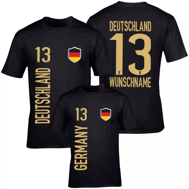 FanShirt DEUTSCHLAND Trikot Herren BLACK Druck Nummer Name Jersey WM FanShirts4u