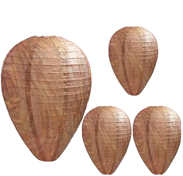 4 Pack Fake Hornet Nest Decoy, Wasp & Carpenter Bee Repellent Outdoor Hanging, W