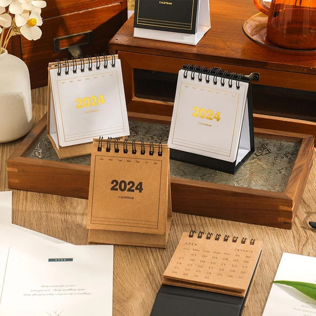 SMALL DESK CALENDAR 2024 mini Standing Flip Table Office Miniature U3J4