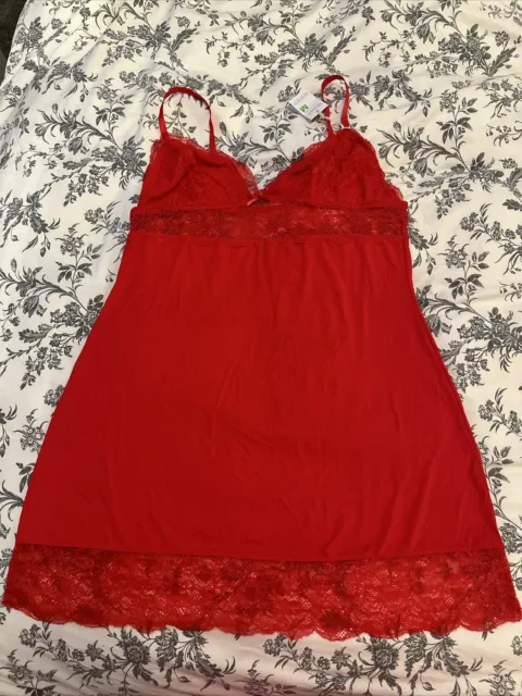 Ladies Women's Primark Lingerie Red Bralette + X2 Pack Lace Briefs Size S  10/12