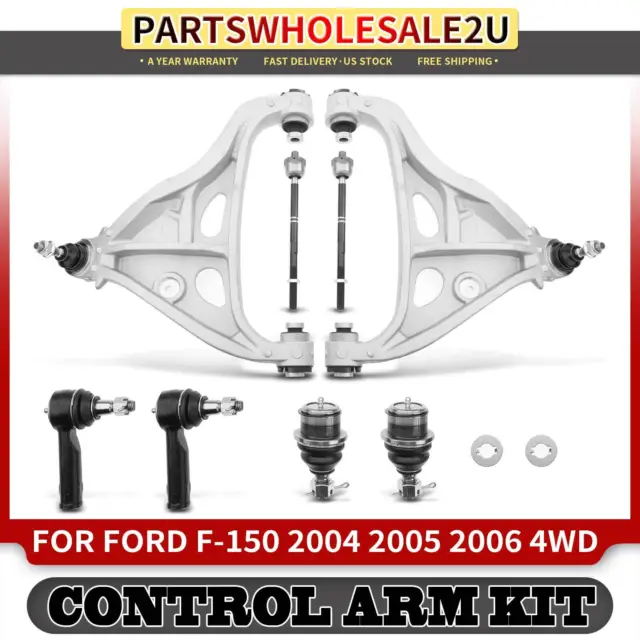 8x Front Lower Control Arm & Ball Joint & Tie Rod End for Ford F-150 2004-2006