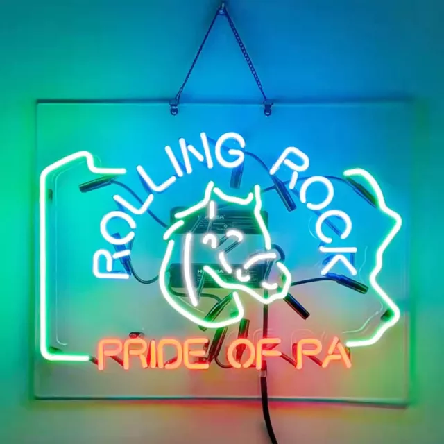 Rolling Rock Neon Sign Light Beer Bar Pub Store Wall Hanging Artwork 19x15