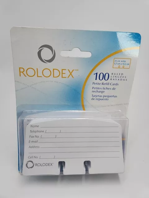 ROLODEX  100 Petite Refill Cards Address Ruled White 67553 sealed on card unused