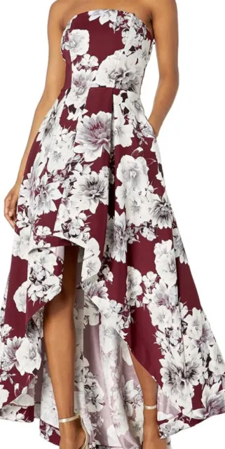 SPEECHLESS HI LOW Formal Dress Floral Maroon Gray Junior's Size 1 Prom ...