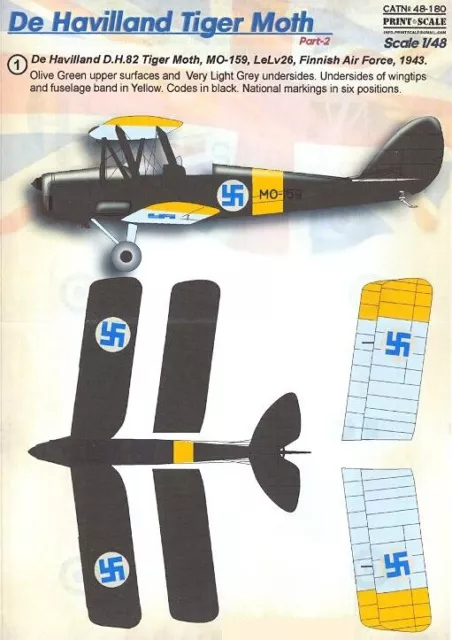 Print Scale Decals 1/48 DE HAVILLAND TIGER MOTH British WWII Trainer Part 2
