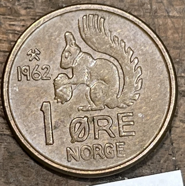 1962 NORWAY ORE - SQUIRREL COIN - Early Date - FREE SHIPPING     Lot - KLP.9