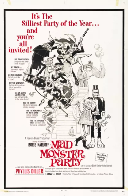 Mad Monster Party? (1969) Boris Karloff Horror movie poster 23.50x36 inches