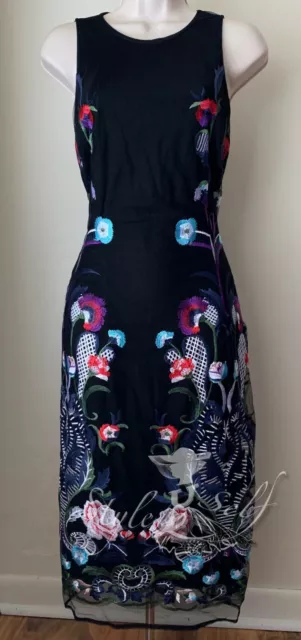 Nicole Miller New York Illusion Floral Embroidered Sheath Dress NWT Sz 2, 6, 10