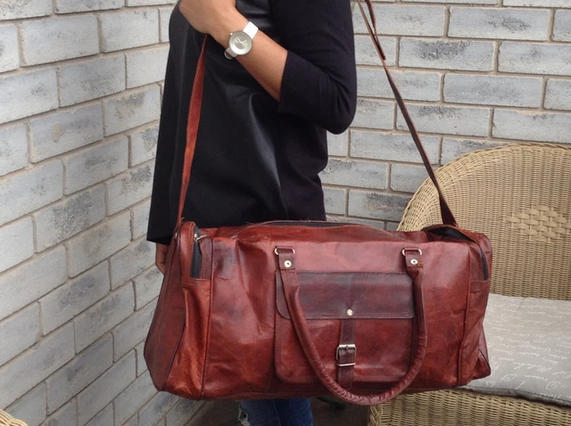 GRAND SAC DE voyage en cuir de chèvre en cuir véritable sac de nuit