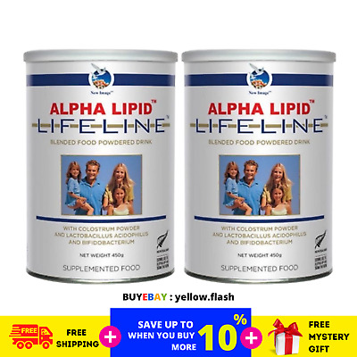 2 X New Alpha Lipid Lifeline Calostro Leche en polvo Bebida 450g Envío gratis