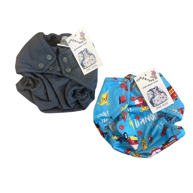 Rumparooz One Size Diaper Cover, Lot of 2 NWT new gray blue trucks fire truck