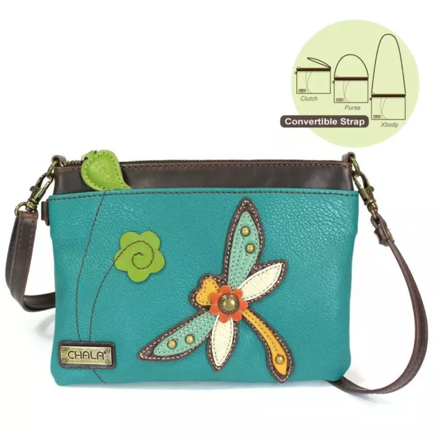 Nwt Chala Turquoise Blue Dragonfly Mini Crossbody Cell Phone Purse Bag