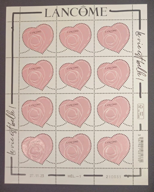 Timbres France 2024 – Feuille Bloc Coeur Lancôme Saint-Valentin – Neuf** – 20g
