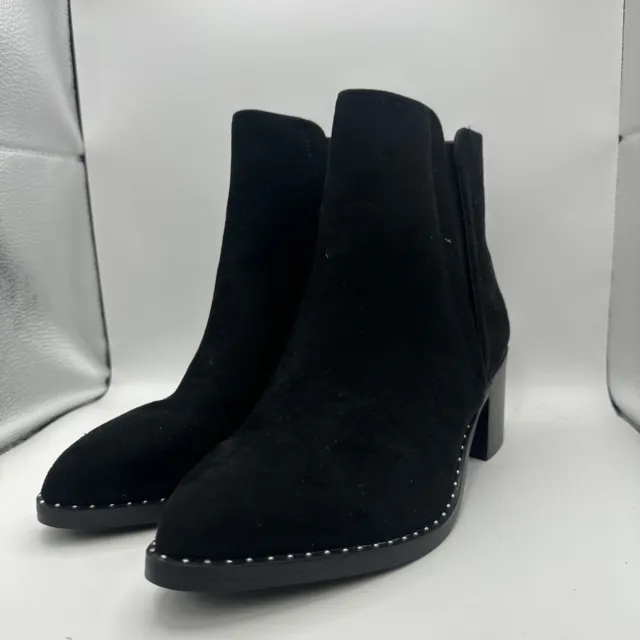 Call It Spring Suede Black Ladies Heeled Boots Size UK 6 (REF14)