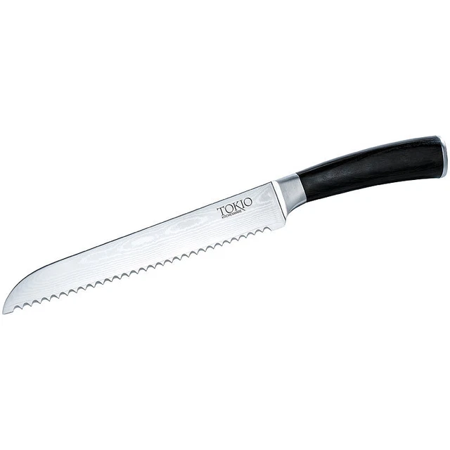 TokioKitchenWare Brotmesser Damaststahl: Damast-Brotmesser mit 19,5 cm Klinge