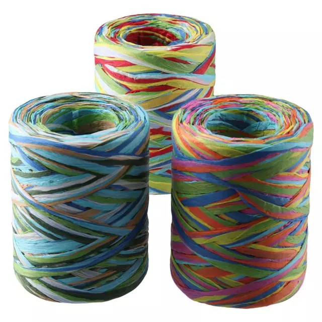 Colored Raffia Paper Ribbon Packing Paper String Colorful for Gift