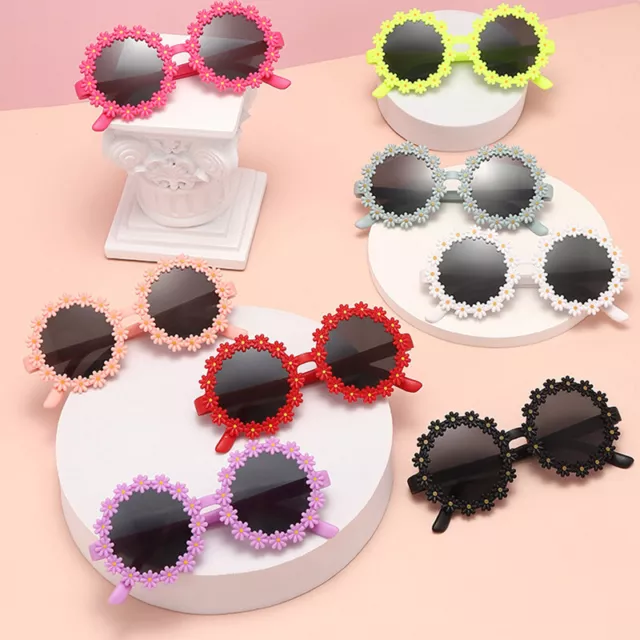 Kids Flower Bear Shaped Cute Round Sunglasses Girls Baby Children Toddler Shade