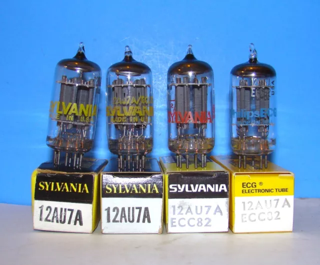 12AU7A ECC82 NOS Sylvania radio audio vintage vacuum tubes 4 valves tested 12AU7