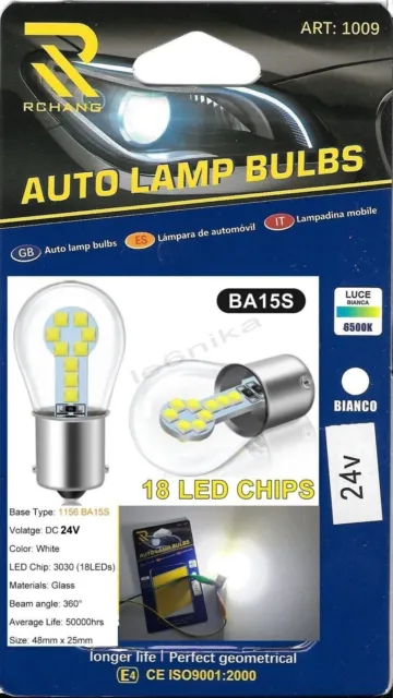 2x 24V BA15S 1156 P21W 6500K WHITE LED Truck Light Bulb Reverse Backup 800LM E4
