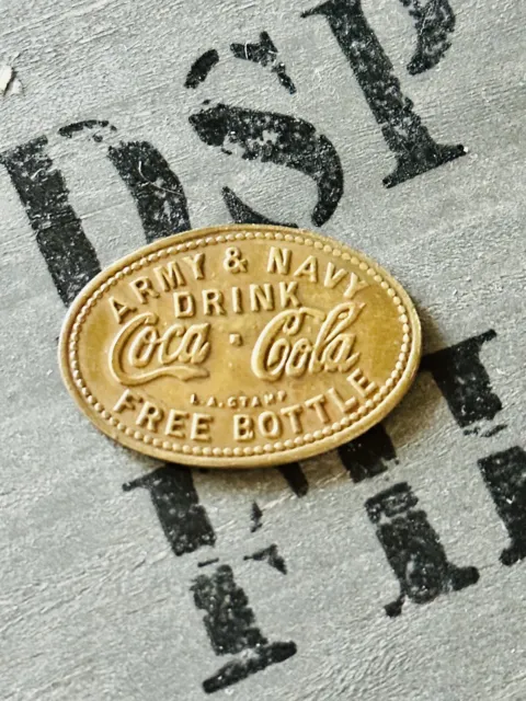 Vintage Copper - Army & Navy - Drink Coca Cola - "Free Bottle" Token