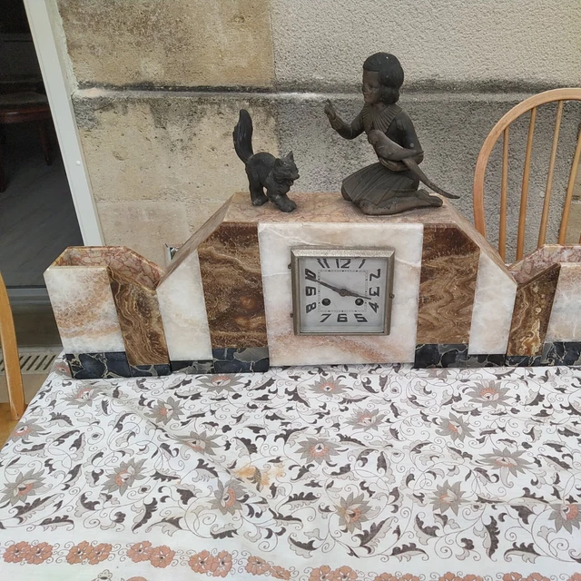 Ancienne Pendule De Cheminée Marbre Et Régule