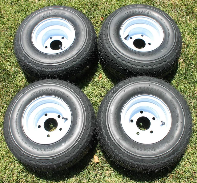 Neuf Set De 4 Pneus Et 5 Écrou Roues Pour Golf Cart Taylor Dunn Ezgo Cushman
