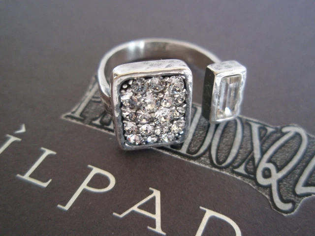SILPADA RETIRED Sterling Silver 925 Swarovski Crystal Split CUFF Ring Sz 6 R3404