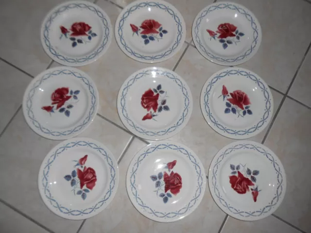 9 ASSIETTES A DESSERT DIGOIN SARREGUEMINES modèle JANINE