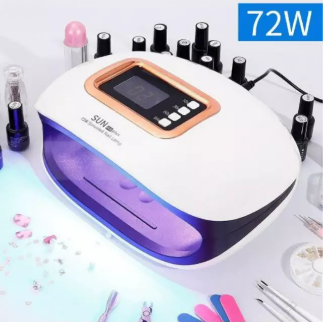 72W UV LED Lamp Nail Dryer Auto Sensor Curing For All Gel Manicure 2 Hands