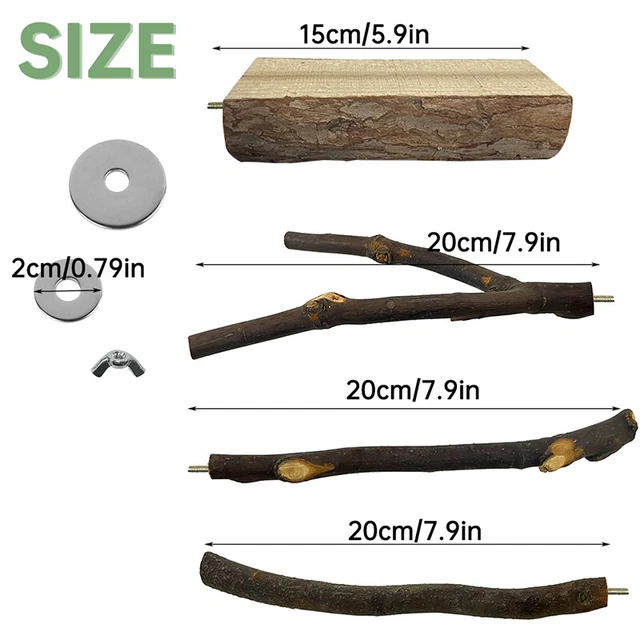 Haustier Papagei Raw Holz Gabel Ständer Rack Toy Zweig Sitzstangen Für Vogel Q 3