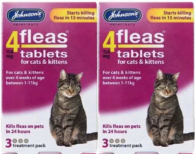 Johnsons 4 Fleas Cat Flea Tablets 6 Tablets 2 Pack Deal