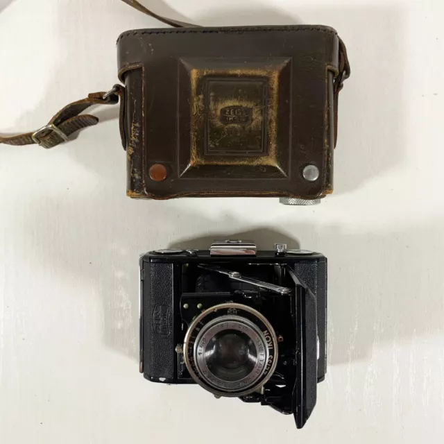 Vintage Zeiss Ikon Folding Camera with Leather Case - Untested