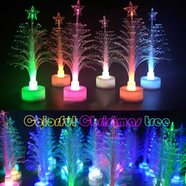 5Stk Mini LED Weihnachtsbaum Lampe Farbwechselndes USB-Faserlicht Weihnachtsdeko