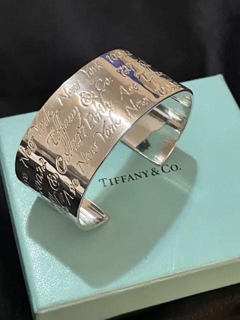 Vintage Wide  Tiffany & Co  “ Notes “Sterling Silver Cuff Bracelet 1997