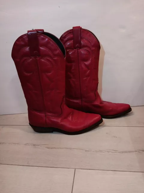 Vittorio Ricci Red Womans Western Cowboy/girl Leather Boots Size 6