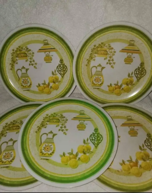 MCM Melamine Dinner Plates Green yellow set of 5 National Home Products