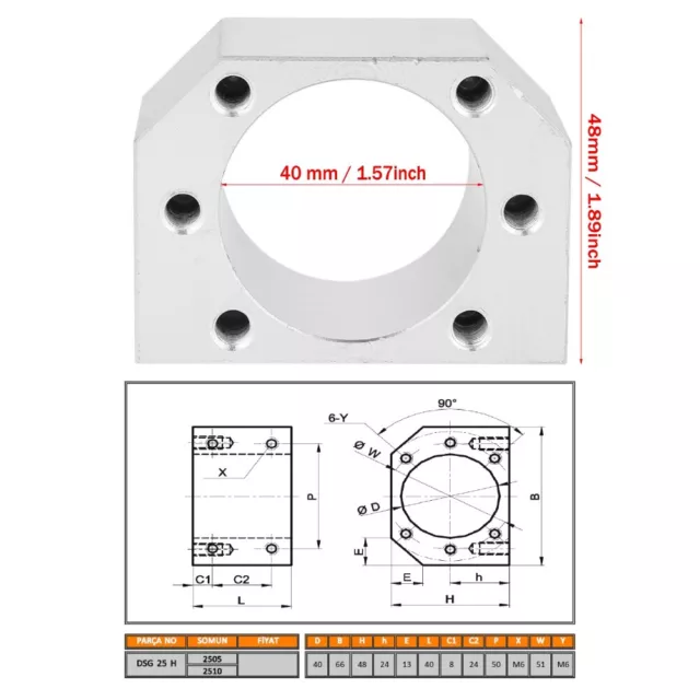 Ballscrew Nut Housing Mount 1pcs Ballscrew Nut Bracket Measuring HAN