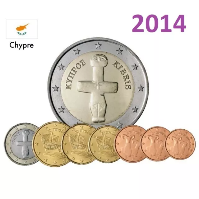 Serie - 2014 - 8 pieces  Coins  3,88 EURO - Chypre  Cyprus