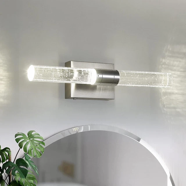 Accesorios de luz de baño, barra de luz de tocador de níquel cepillado regulable de 3 colores, LED M