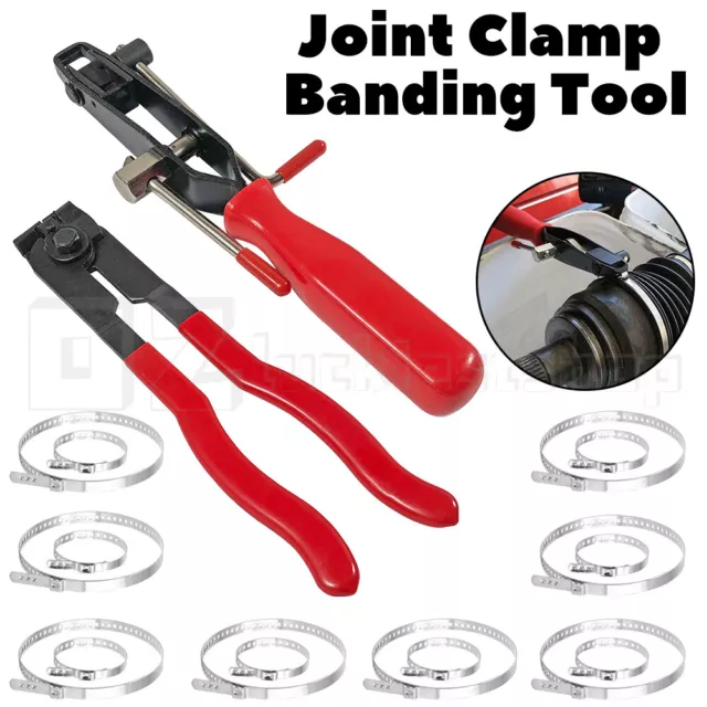 2PCS CV Joint Clamp Banding Tool Ear Type Boot Clamp Pliers & 8 Set Of Clamps