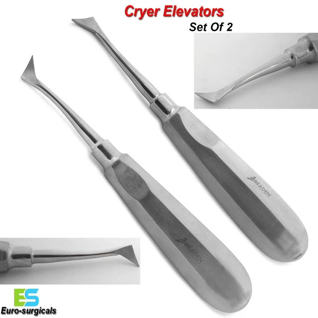 thumbnail interactive-video image 1 of Set Of 2 German Stainless Dental Root Elevators – CRYER #44 & #45 Instruments By CYNAMED USA 1 of 6
