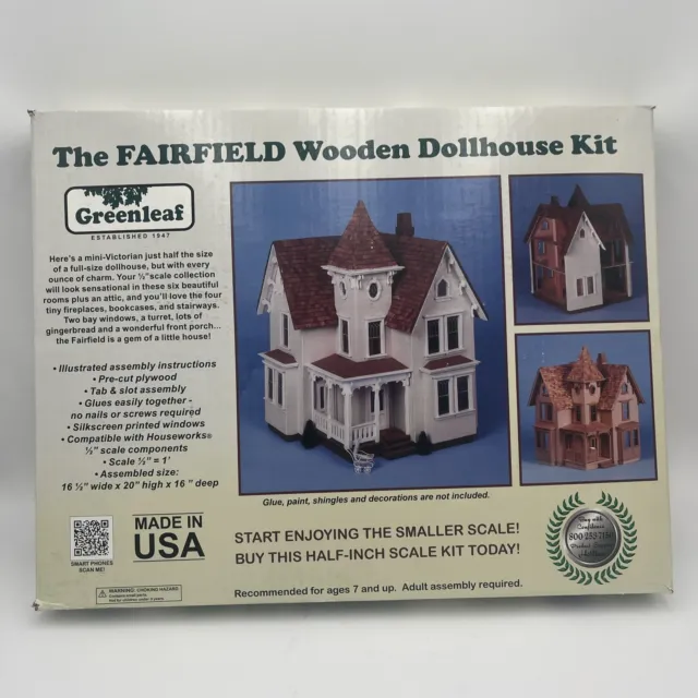 Fairfield Dollhouse Kit 1/2 Inch Scale Model Vintage Handcrafted Wood NIB 1/24