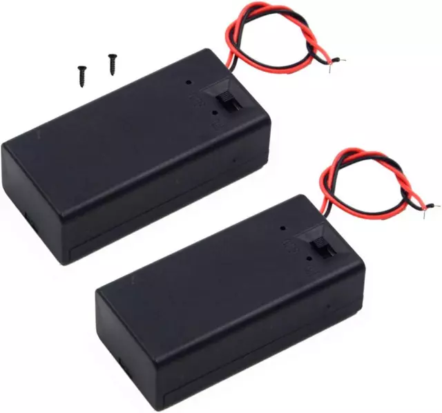 LAMPVPATH (Pack of 2) 9V Battery Holder, 9 Volt Battery Holder with Switch, 9V B